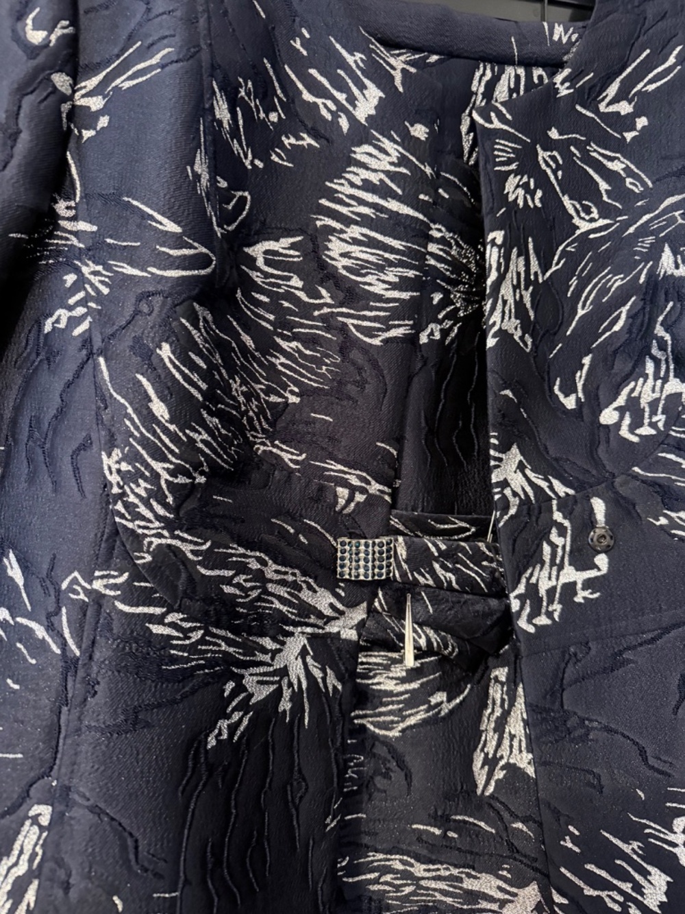 Navy and Silver Brocade Suit - Picture 4 of 4